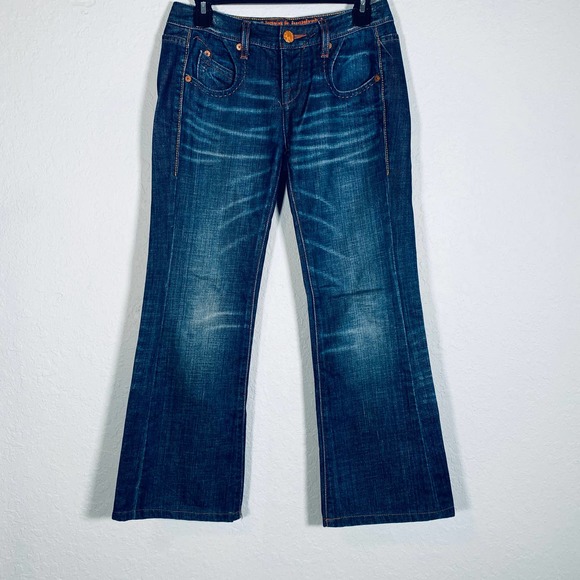 Levis Women's Blue Copper Button Rivets Ankle Wide Leg Jeans Sz 27 - Picture 3 of 16